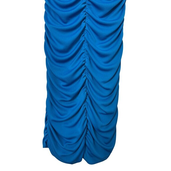 ZARA Ruched Small Royal Blue Sleeveless Dress Deep V-Neck - Picture 10 of 14